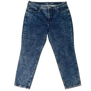Old Navy OG Straight High Rise Acid Wash Blue Jeans Womens Size 16 Farida